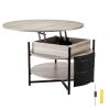 Lift Top Coffee Table, 35.3 in Round Coffee Table with Extra Storage Pockets, Pop Up Coffee Table for Living Room, White
