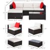 5-Piece Deluxe Rattan Outdoor Patio Furniture Set, Sectional Wicker Couch with Coffee Table - Cream White