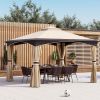 10x12 ft Outdoor Gazebo with Mesh Netting, 2-Tier Roof, Steel Frame for Lawn
