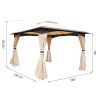 10x12 ft Outdoor Gazebo with Mesh Netting, 2-Tier Roof, Steel Frame for Lawn
