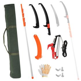 24FT Silver Orange Telescopic Aluminum Tube Plastic Rod Tool (Option: 24FT)