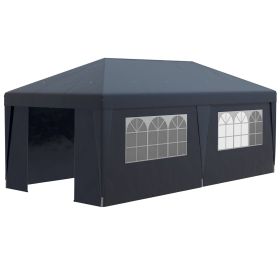 Outsunny 10' X 19.5' Pop Up Canopy Tent With Sidewalls, Height Adjustable Large Party Tent Event She (Color: Blue)