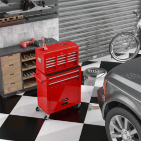 High Capacity Rolling Tool Chest With Wheels And Drawers, 8-Drawer Tool Storage Cabinet (Color: Red)