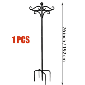 Adjustable Height Rust-resistant Heavy-duty Shepherd Hooks, Bird Feeder Poles, Outdoor Garden Stakes, For Hummingbird Feeders, Plant Baskets, Han (Color: Black)