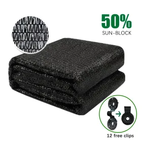 Shade Cloth Sunblock Fabric Cut Edge With Free Cilps UV Resistant For Garden Plants Cover, Black (Option: 6x12ft)
