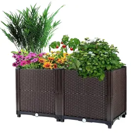 Raised Garden Bed With Self-watering System Rectangle Garden Planter For Garden Patio Balcony Elevated Planter Box For Flowers Vegetables Herbs (Option: 60x30x20cm)