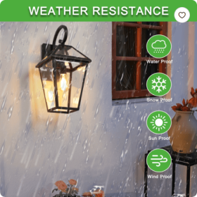 211-Pack Outdoor Wall Lantern Light  Modern Black Metal & Clear Glass Sconce For Porch, Patio, And Garden Lighting Bulb Not Included (Option: Black-BlackAluminiumGlass)