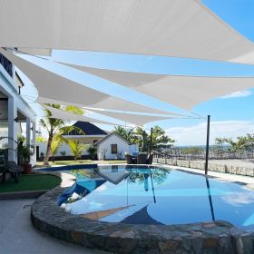 Artpuch Custom Size Light Gray Sun Shade Sail Triangle Canopy 185 GSM Durable Fabric UV Block Awning for Outdoor Patio Garden Backyard (Customized Ava (Color: Light Gray, size: 11X23X23)